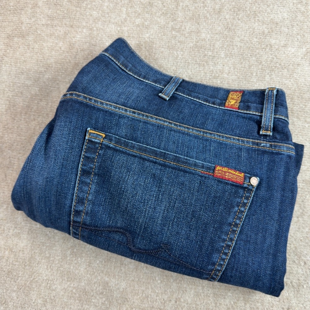 7 For All Mankind Austyn Men's Sz 38 Blue Medium Wash Straight Stretch Denim